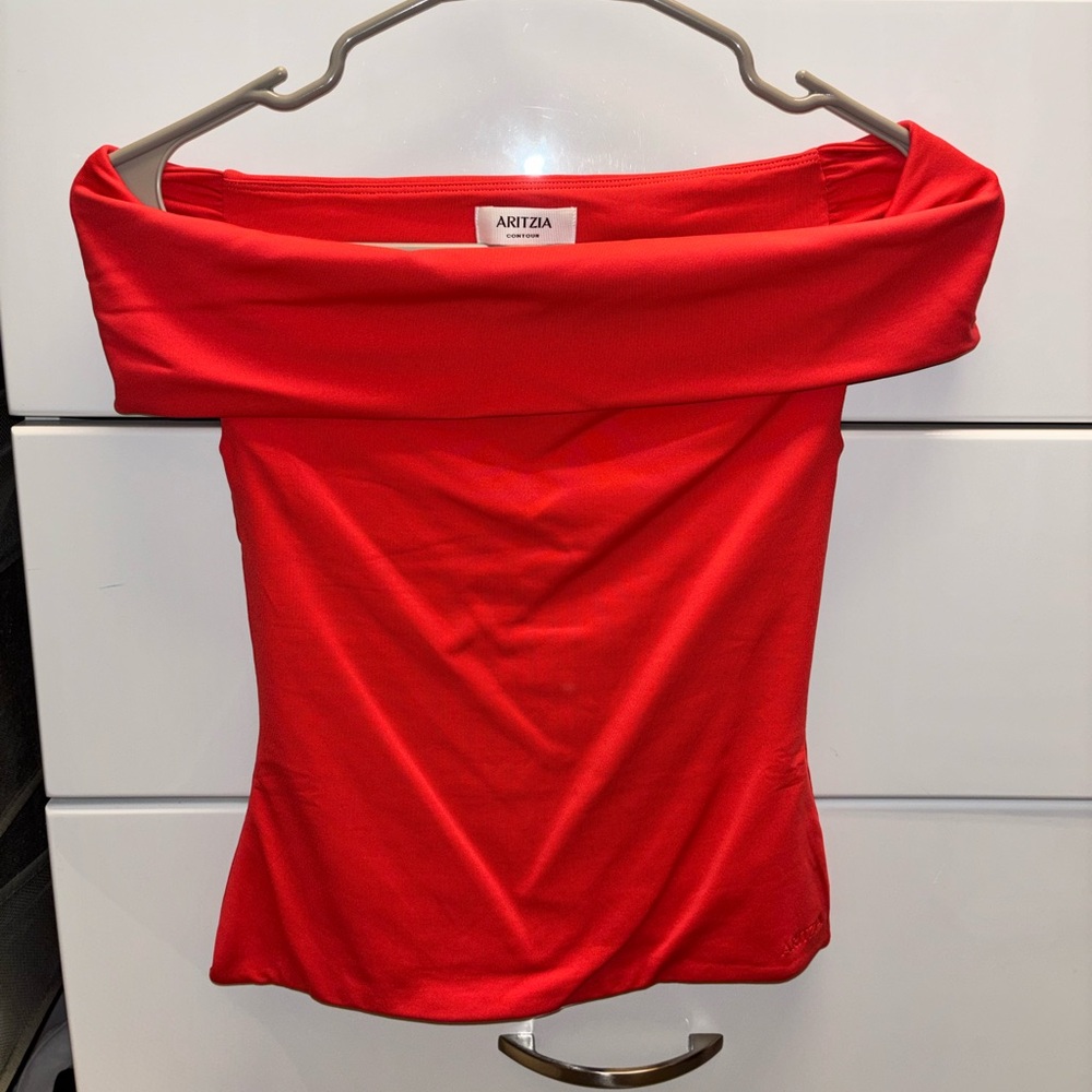 Aritzia Vibrant Cherry Red Contour Top